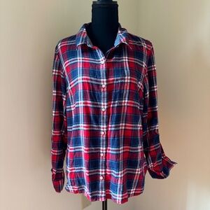 *TOMMY HILFIGER* Red x Blue Plaid Long Sleeve Button Down Size Medium